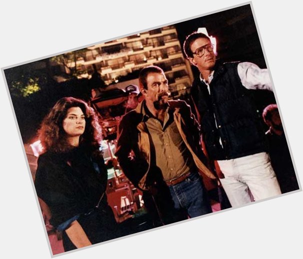 Happy 72nd birthday to Tom Selleck, seen here w/ Kirstie Alley & Michael Crichton on the set of \Runaway\ (1984). 