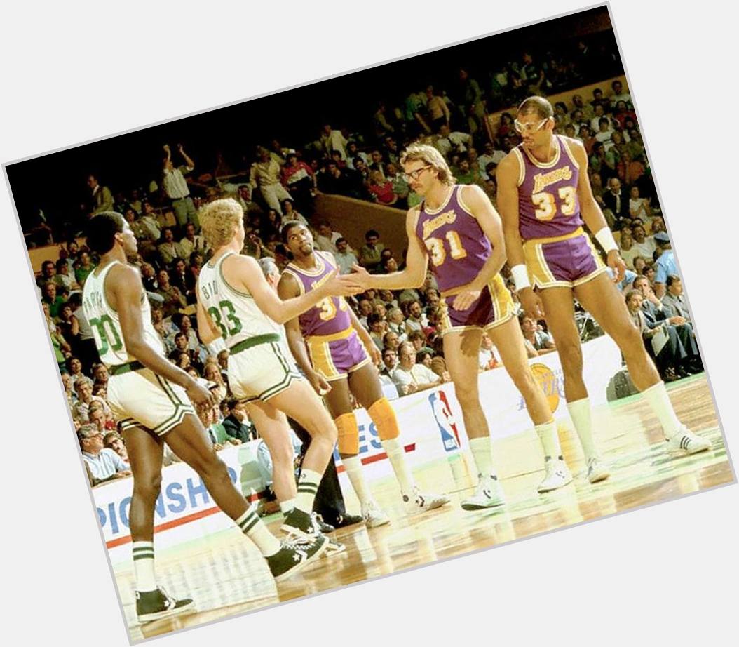 Happy birthday Kurt Rambis. Here is Larry with the no look five in honor of Kurt\s day  
