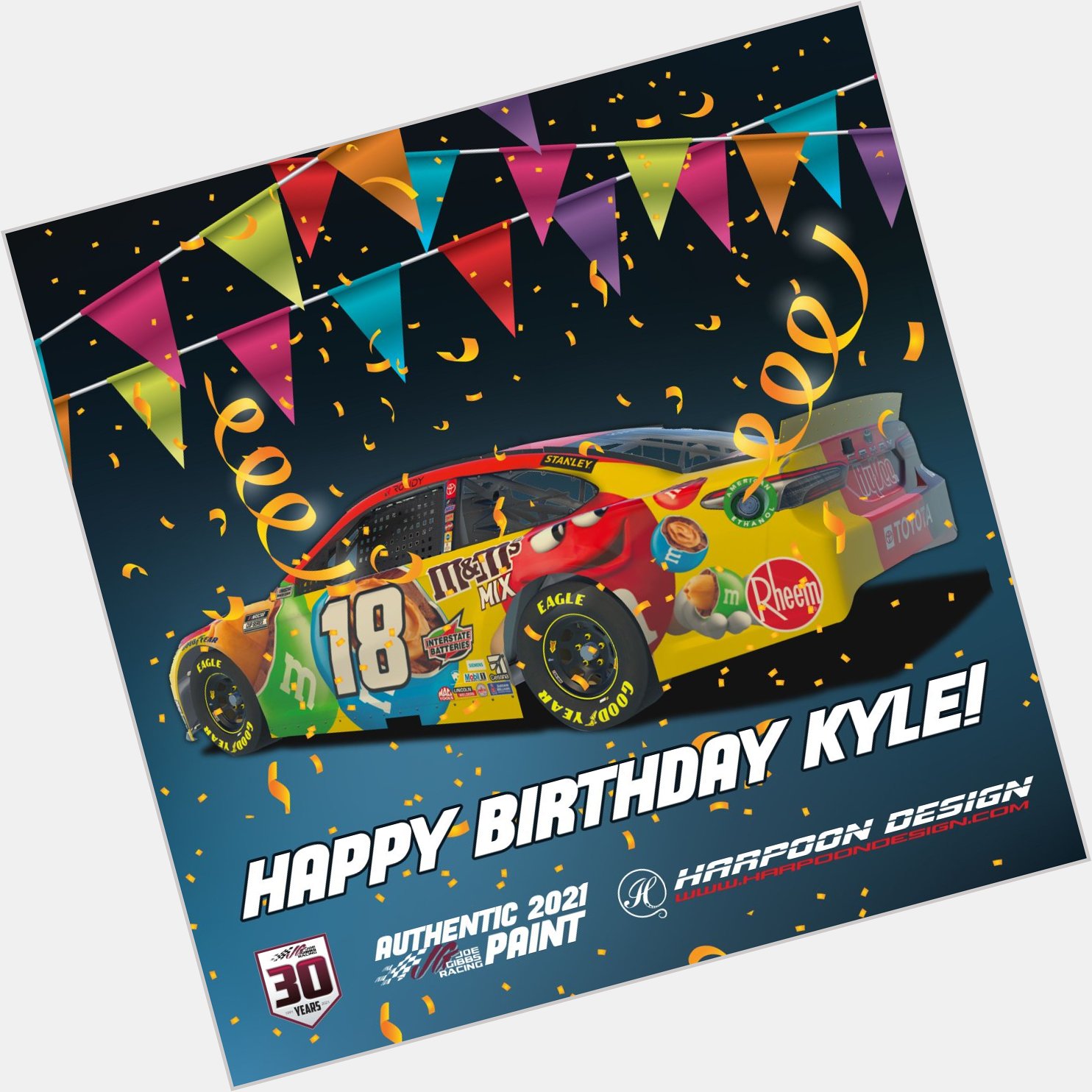 2021 Kyle Busch M&M Mix Kansas Camry. Congratulations, and Happy Birthday Kyle! 