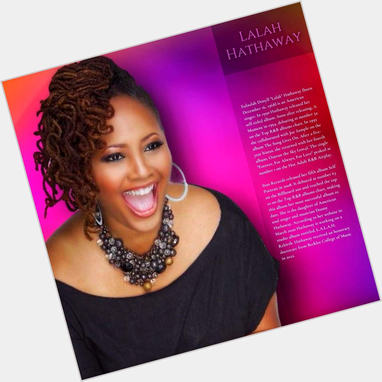 Happy Birthday to the First Daughter of Soul, Lalah Hathaway!
(December 16, 1968) 