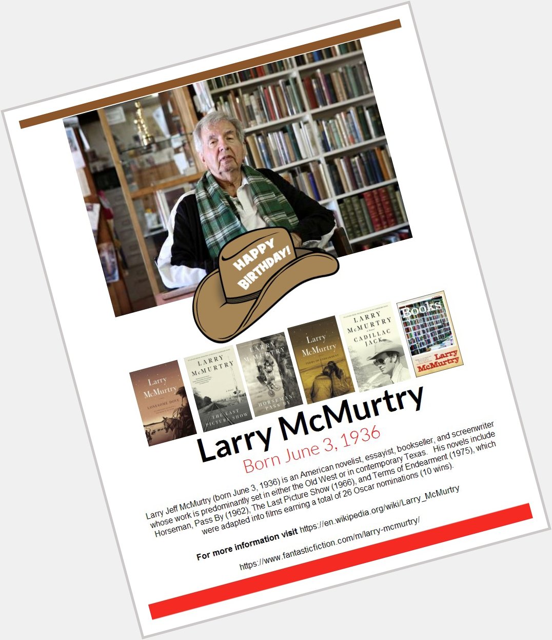 Happy Birthday Larry McMurtry!  