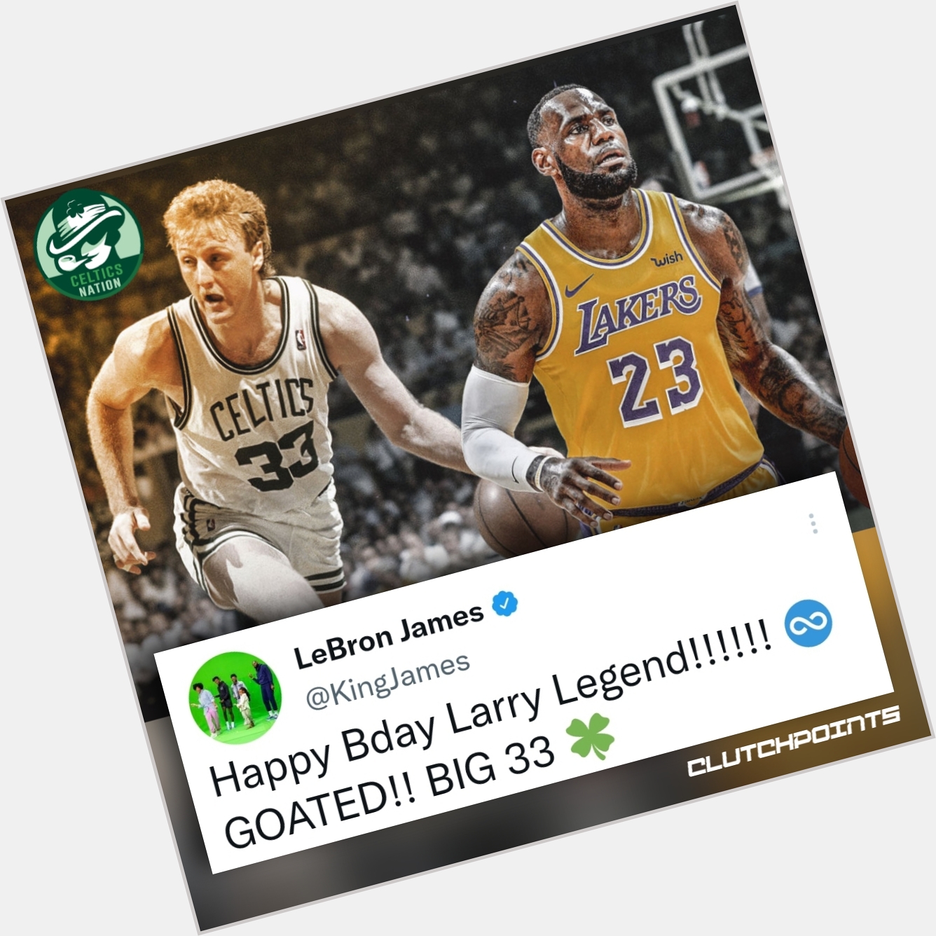 LeBron James wished Larry Bird a happy birthday Two GOATs 