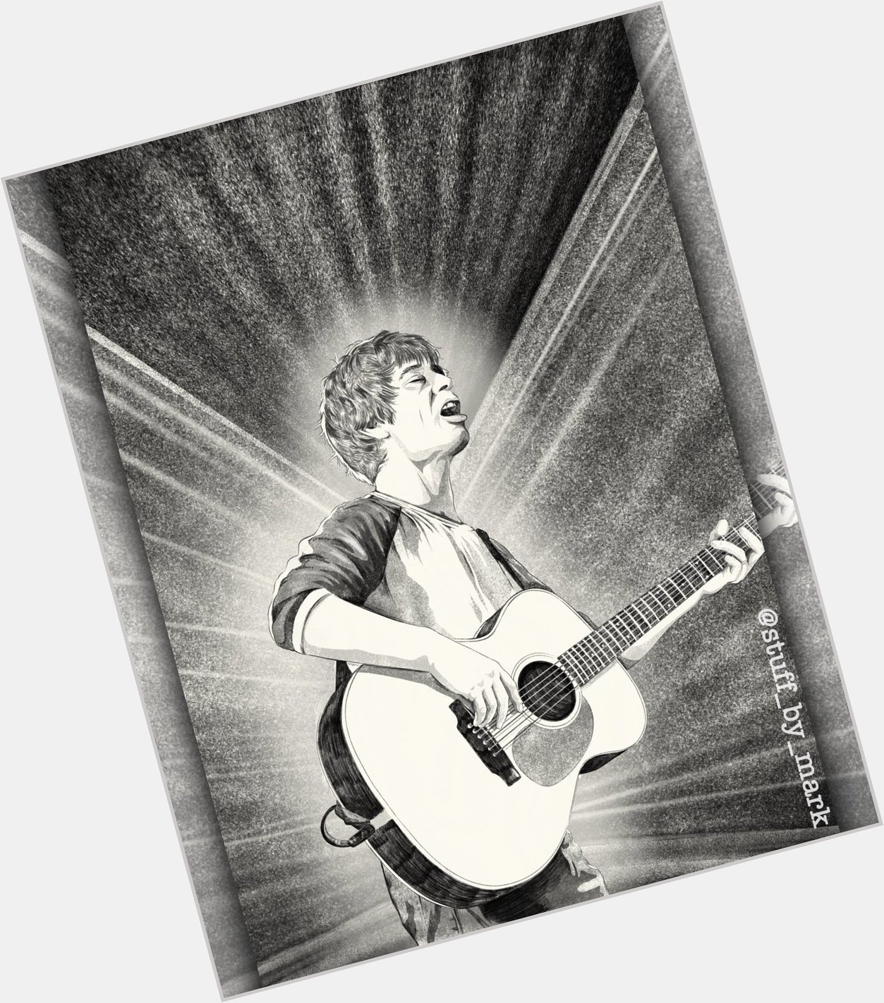 I finished off my Happy belated 60th Birthday to Lee Mavers from The La s drawing. 