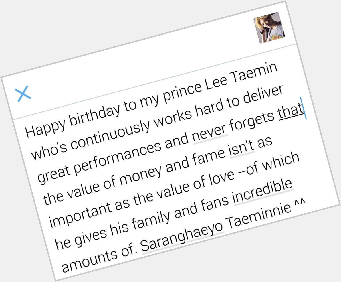 Happy birthday to my prince Lee Taemin... 