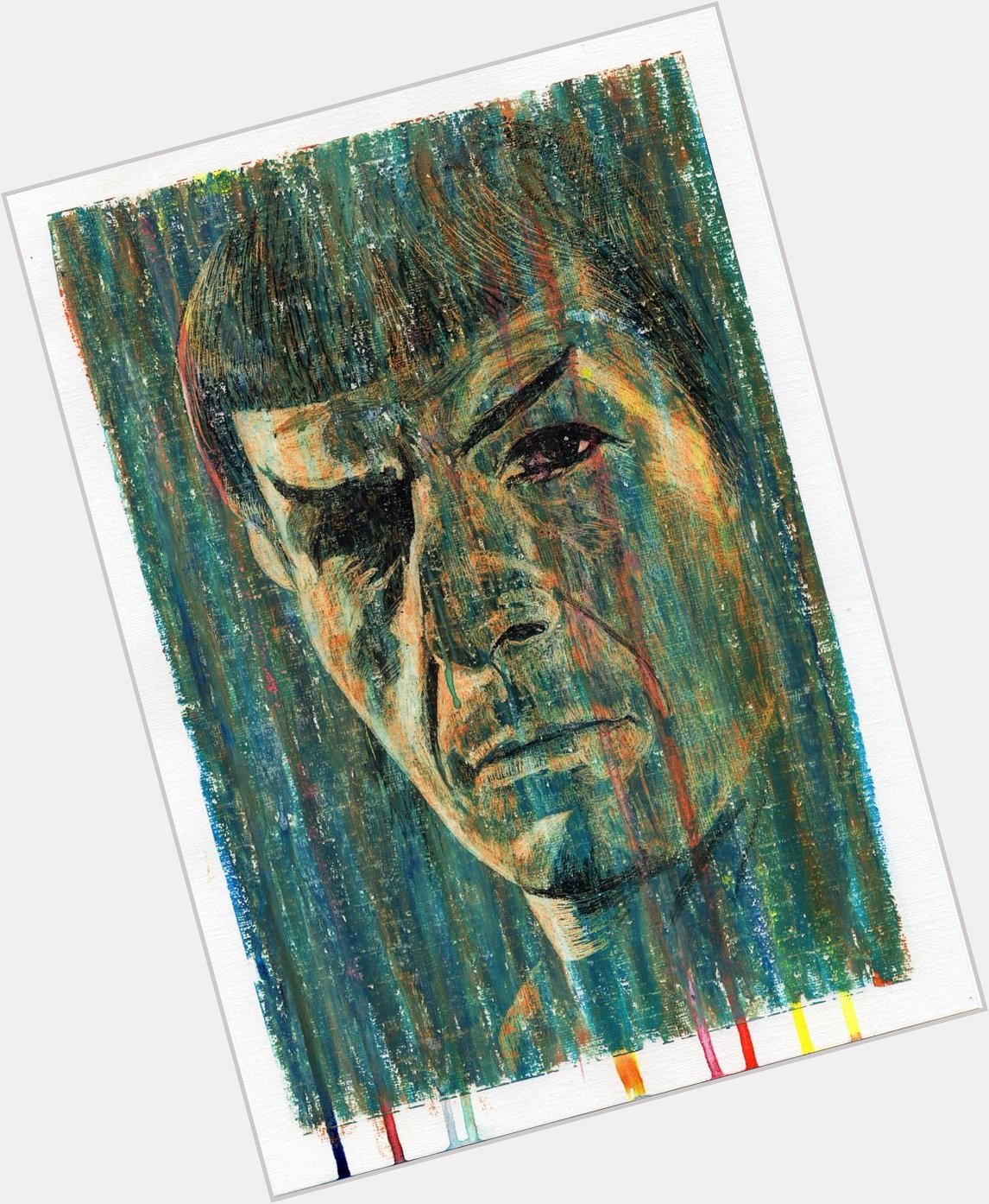 Happy birthday Leonard Nimoy, born on this day in 1931. This picture: oil and ink on acrylic paper, 21cm x 30cm. 