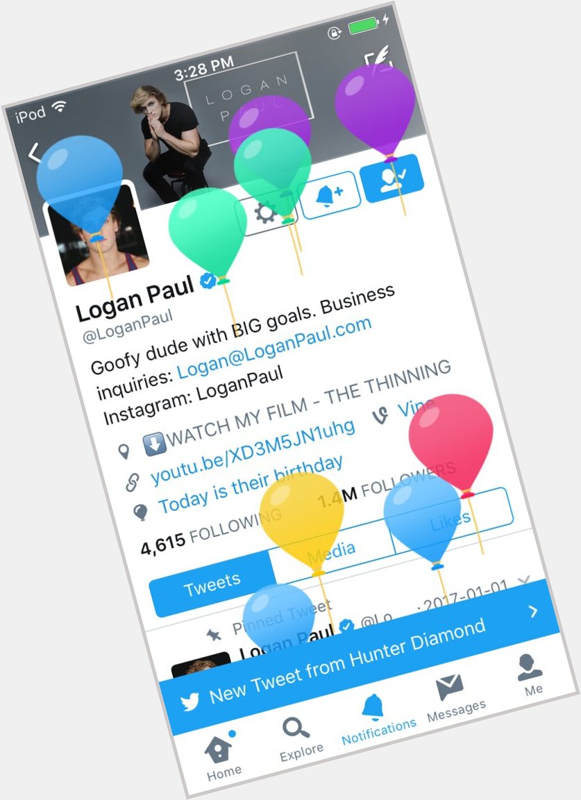  Hey Logan Paul your my favourite dude and your awesome.. Happy Birthday Logan 