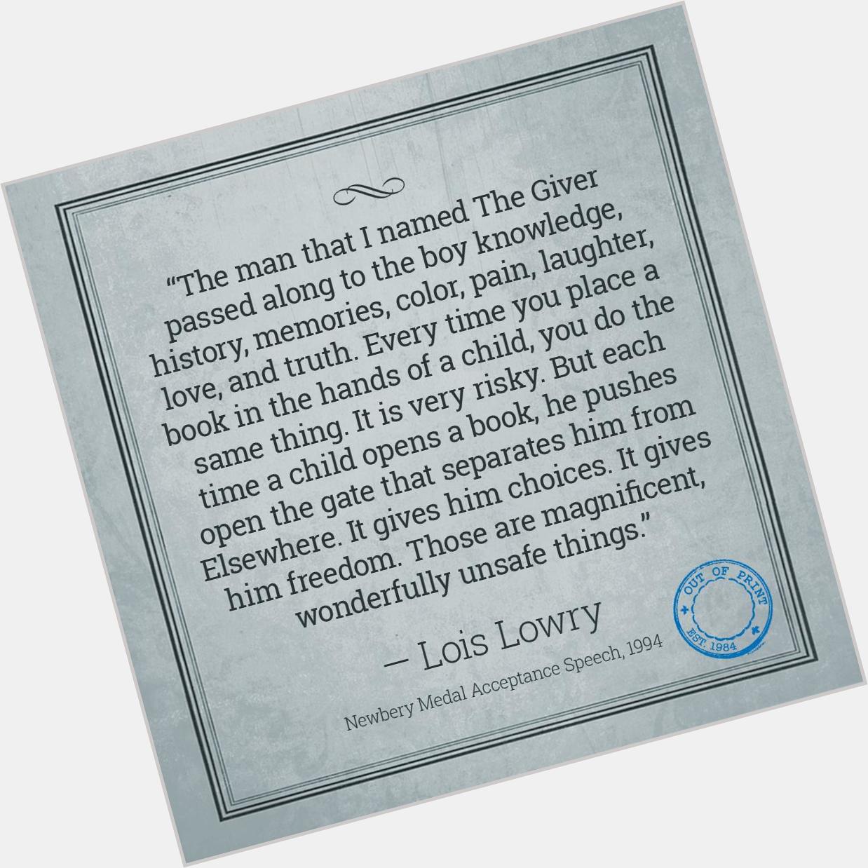 Happy Birthday, Lois Lowry! 