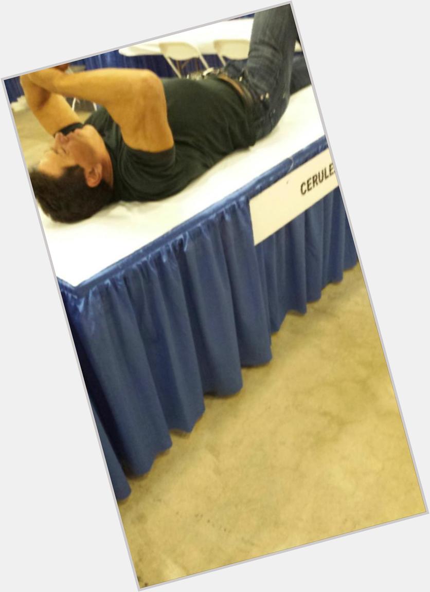  Happy birthday! Heres a picture I snuck of Lou Ferrigno laying down on some dudes table. 