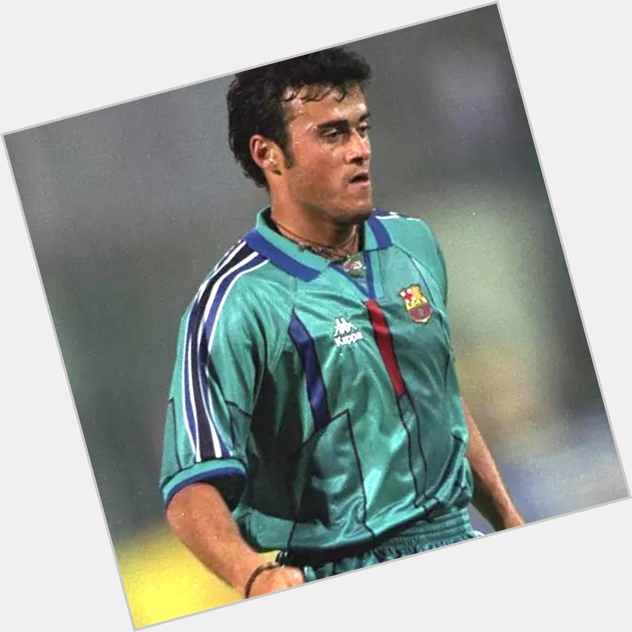 Happy Birthday Luis Enrique   Here he is wearing that stunning 95-97 Barcelona Away shirt 