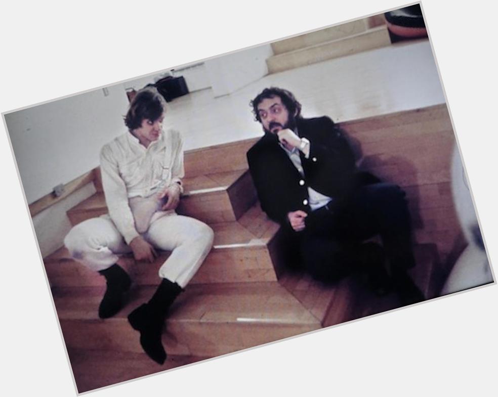 Happy Birthday today to Malcolm McDowell. Seen here with Stanley Kubrick, on the set of \A Clockwork Orange\. 
