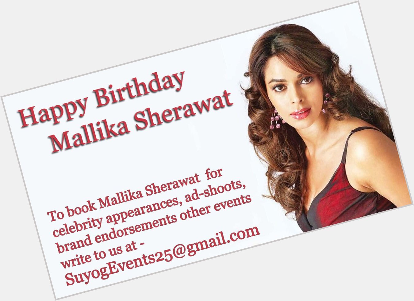 Happy Birthday Mallika Sherawat !
We wish a very Happy Birthday to hottest actress !!! 