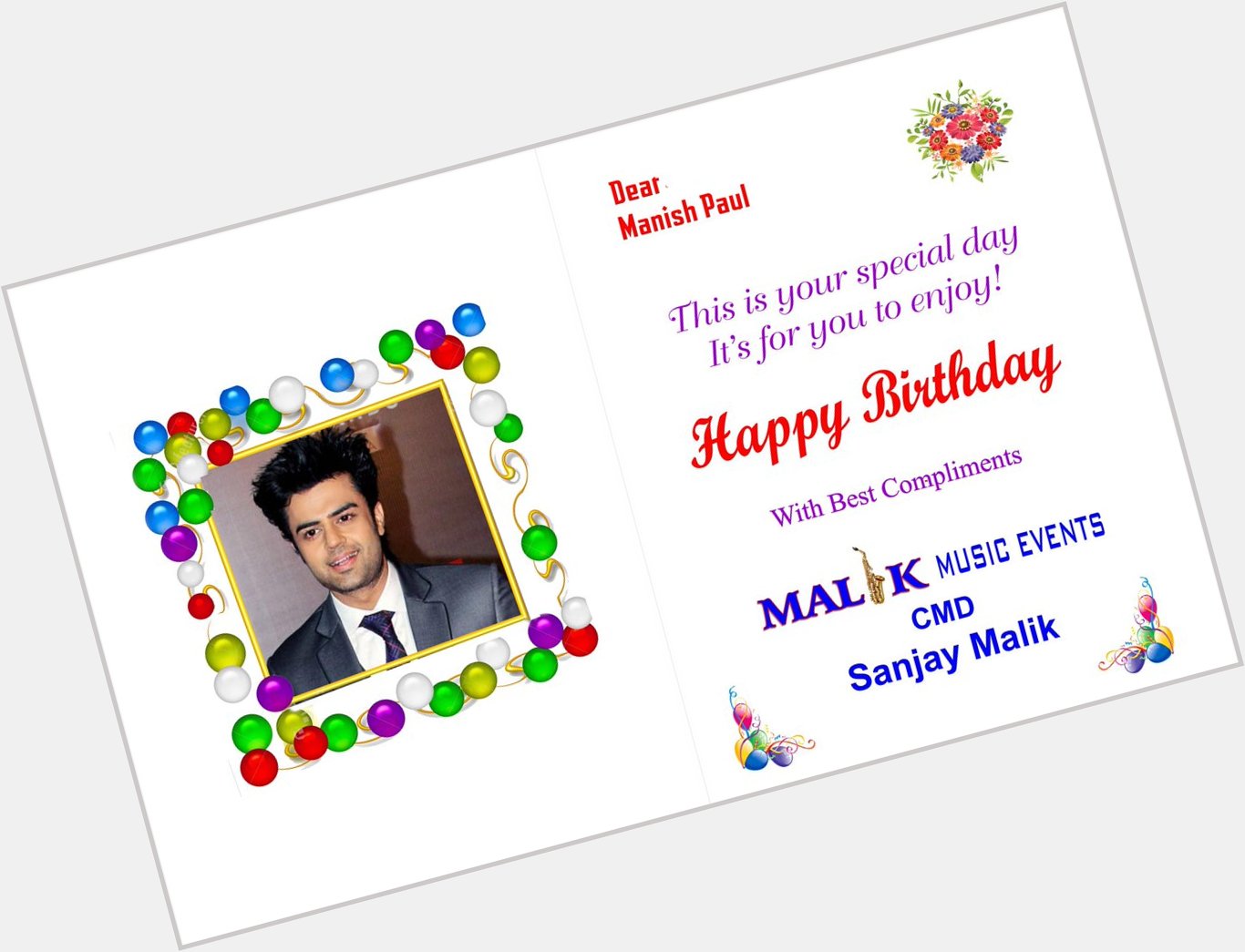 Happy birthday my younger brother Manish paul all time my favourite mata rani bless you   