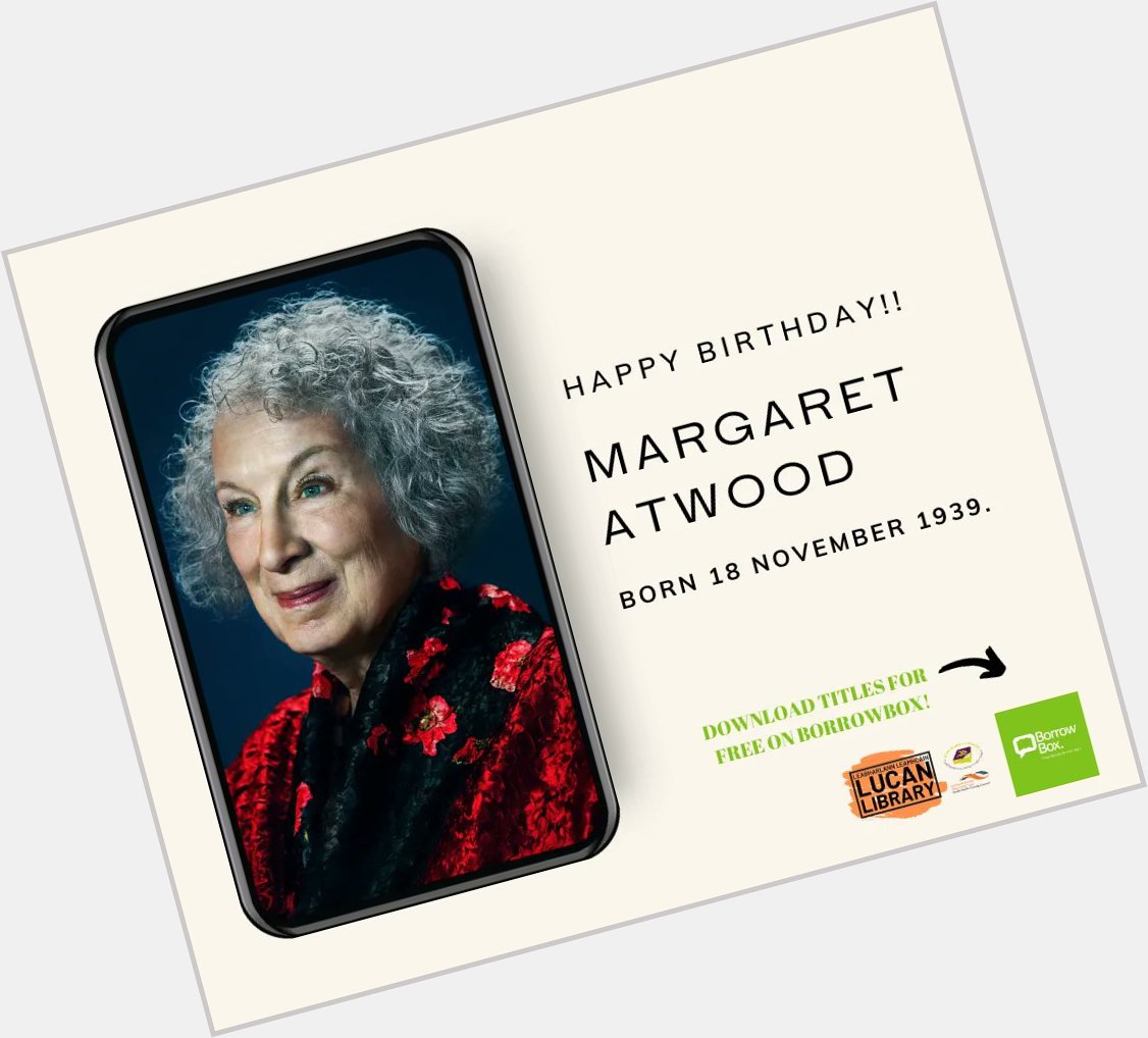 Happy Birthday, Margaret Atwood, born 18 November 1939.

Download titles for on 