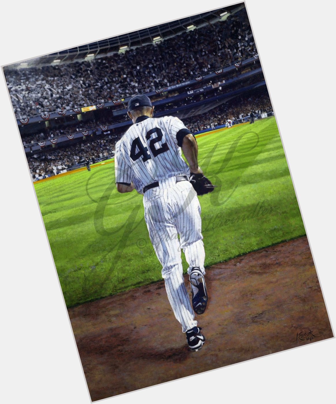 Happy 50th (!!!!) birthday to Mariano Rivera! Here s a painting of the man coming in to do what he did best. 