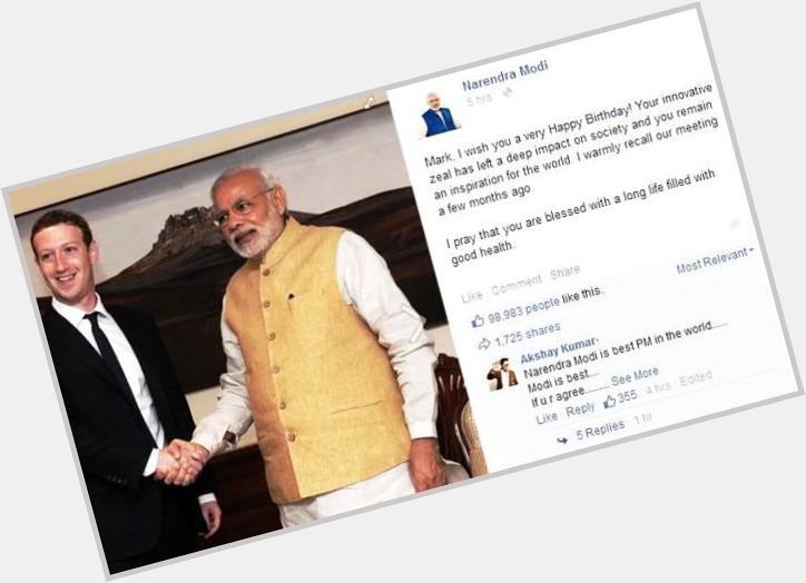Modi wishes Facebook co-founder Mark Zuckerberg Happy B day, says you remain an inspiration f  