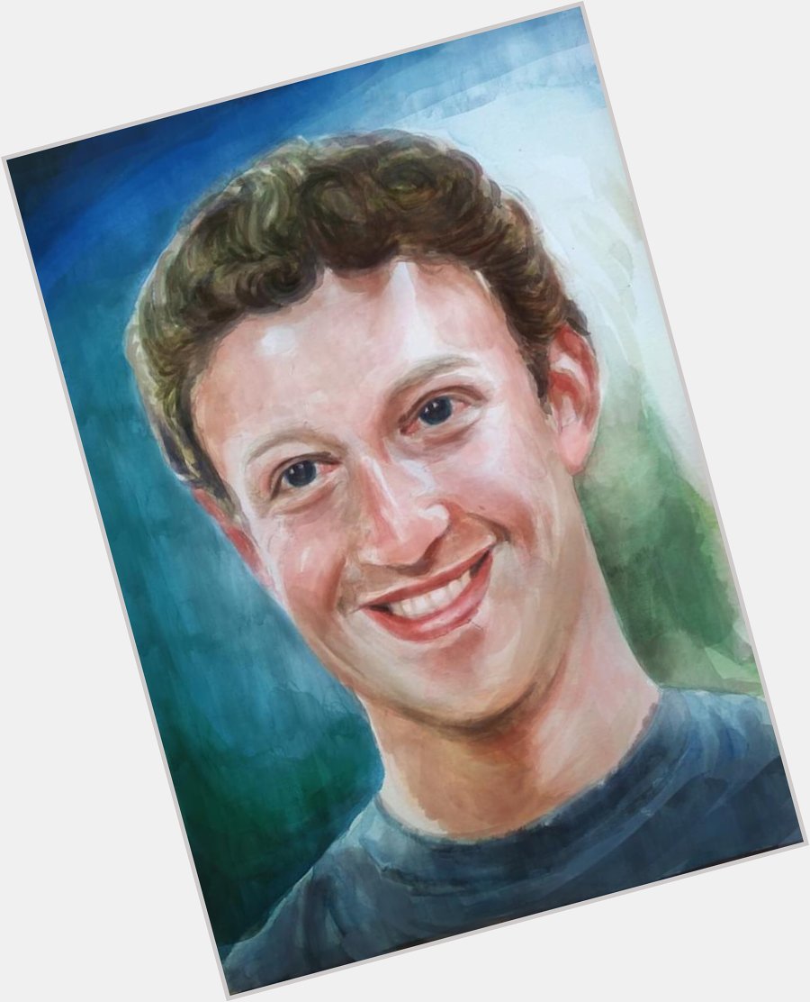 Happy birthday to CEO/co-founder of Facebook, Mark Zuckerberg.  Water Color Art by. Sanim Arts 