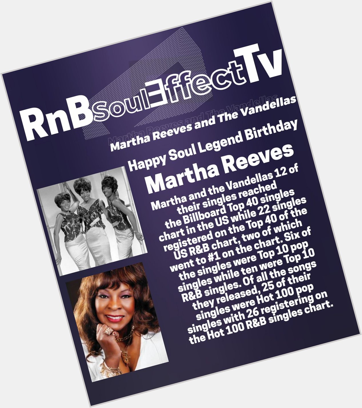 Happy Soul Legend Birthday 
Martha Reeves 