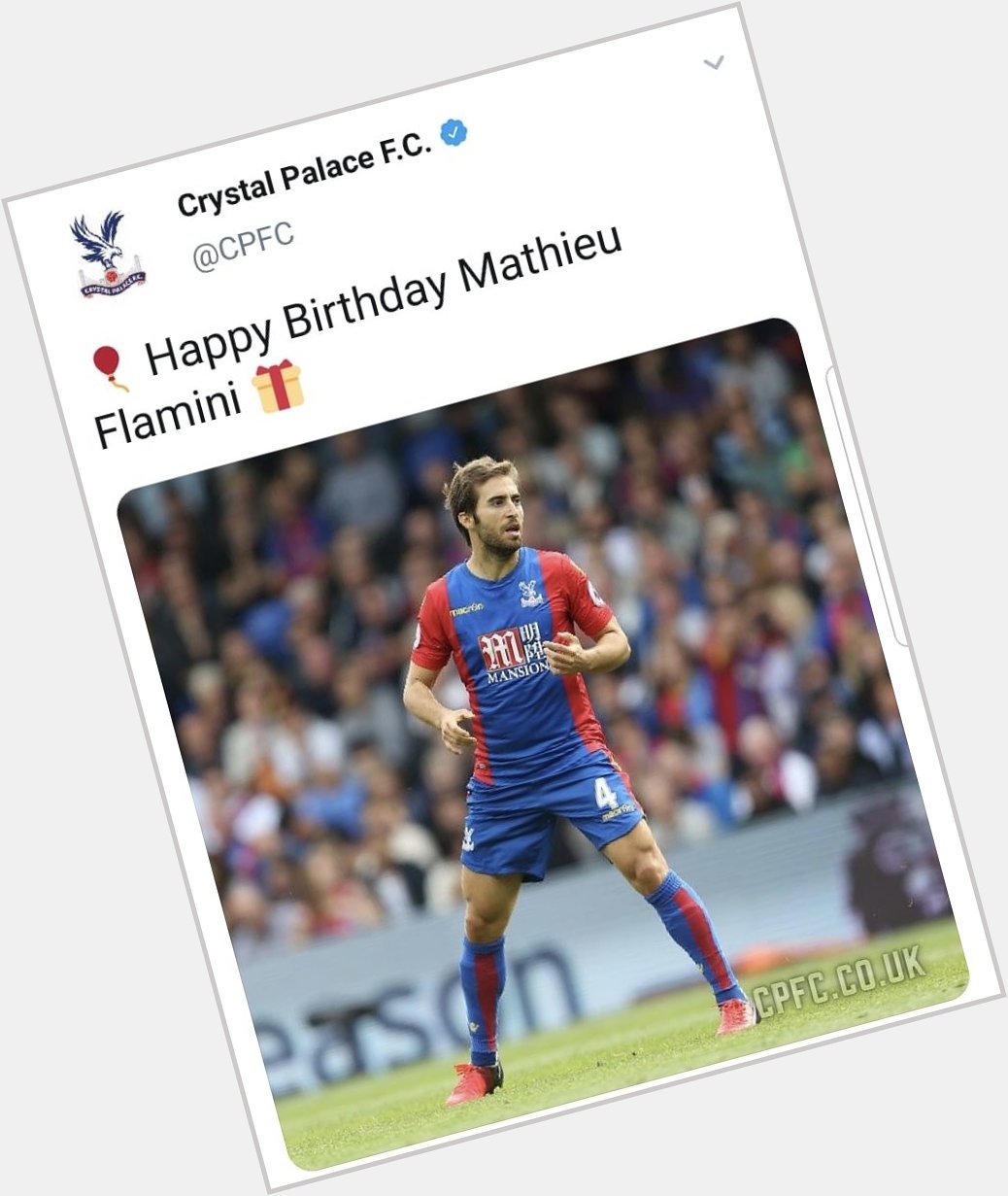 Happy birthday Mathieu Flamini. Crystal Palace 2016-17. 13 apps, 0 goals. 