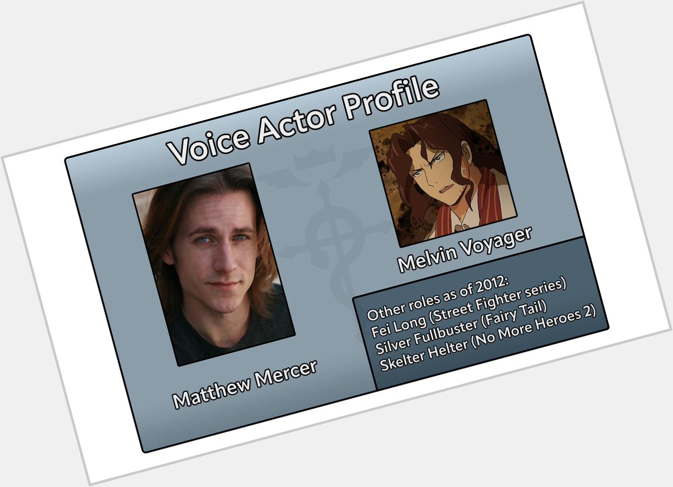 Happy day late birthday to Matthew Mercer.

Oh, right, he did a thing in Fullmetal, didn\t he? 