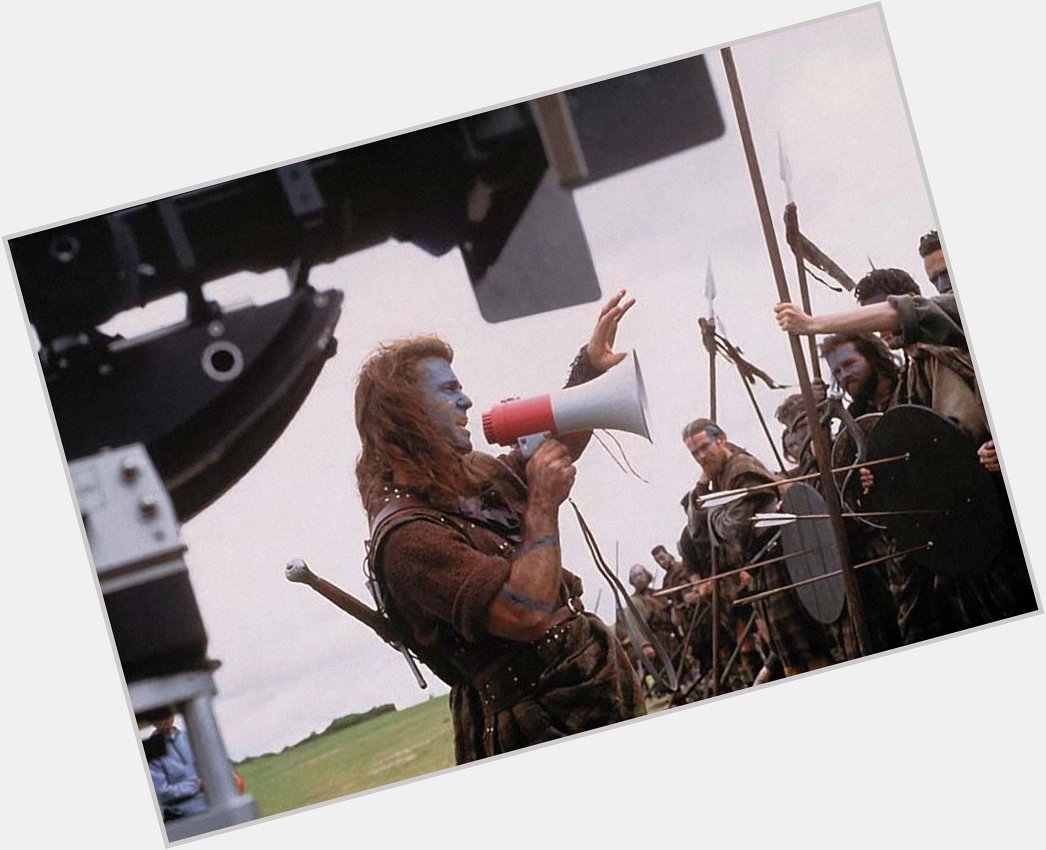 Happy birthday to Mel Gibson, seen here as William Wallace directing \Braveheart\ (1995): 