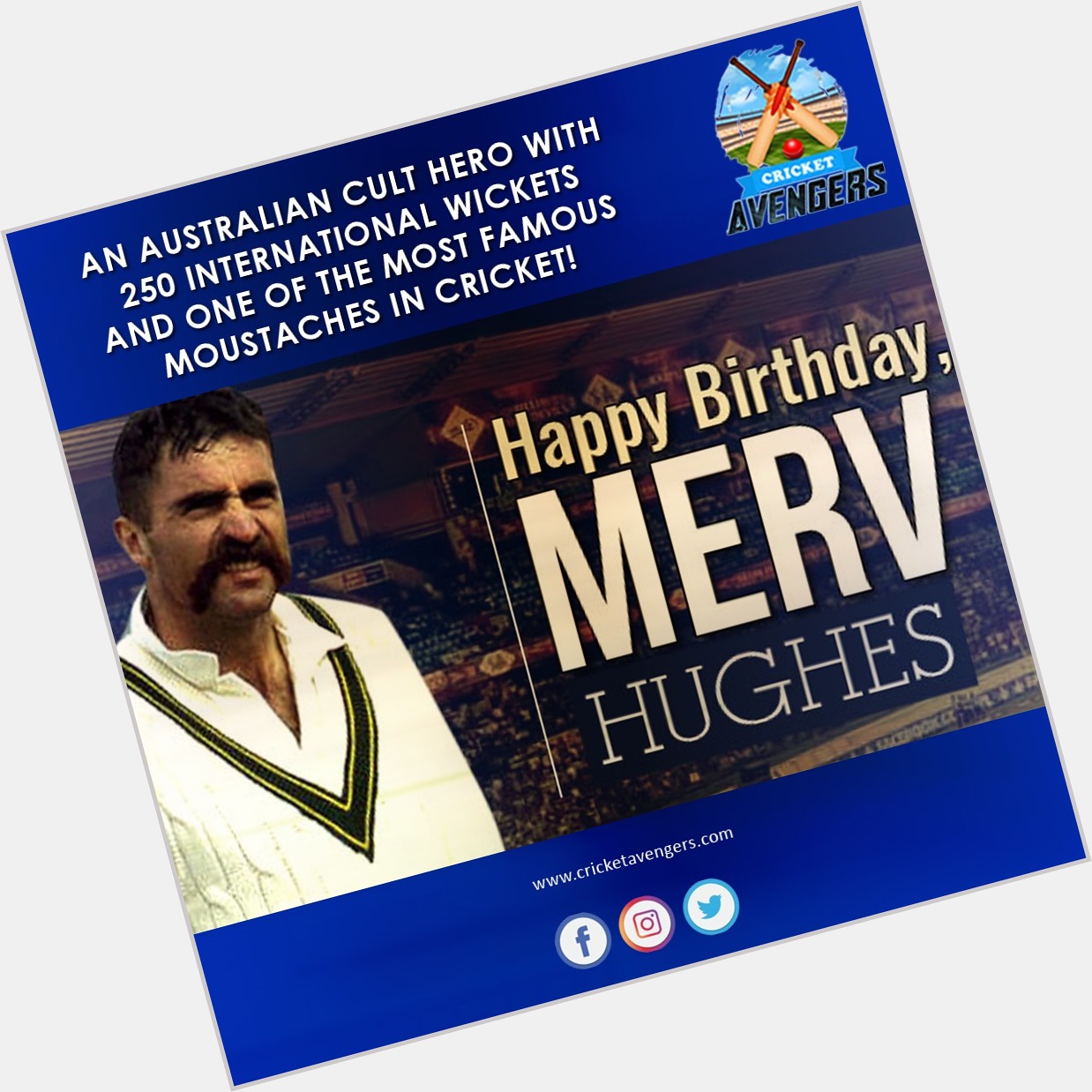 The greatest moustache in cricket history? Happy birthday, Merv Hughes! 
