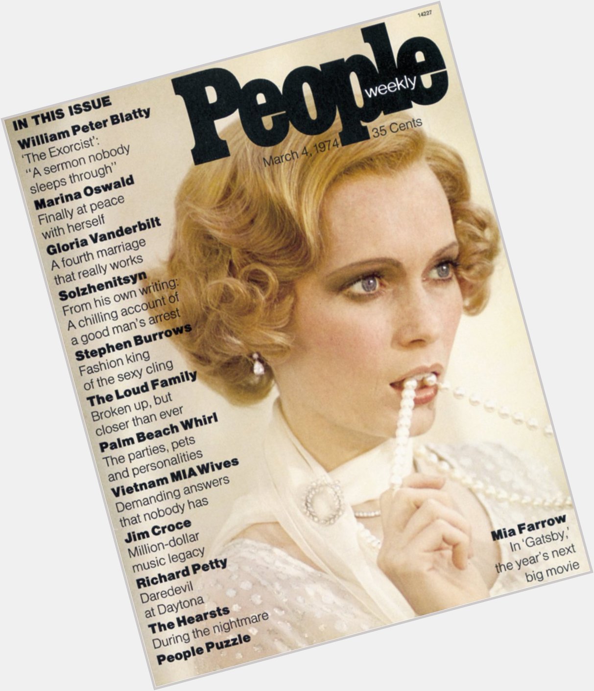 Happy Birthday,  Launch cover featuring Mia Farrow in \"The Great Gatsby\" in 1974! 