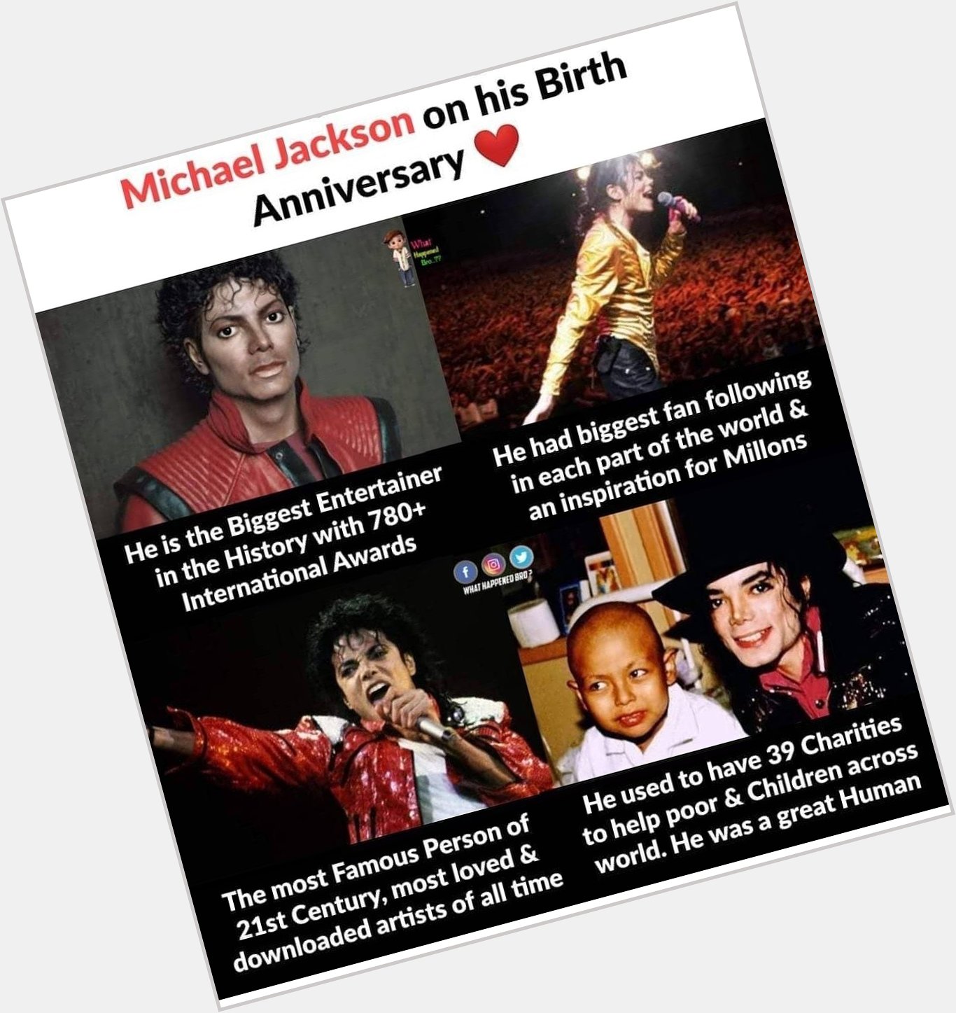 Happy Birthday, Michael Jackson. We re better for you. Thank you for the music and gifts. 