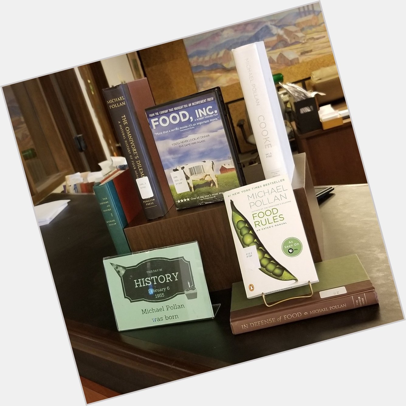 Happy Birthday, Michael Pollan! Come check out the pop up display on the Circulation Desk for some of his books 