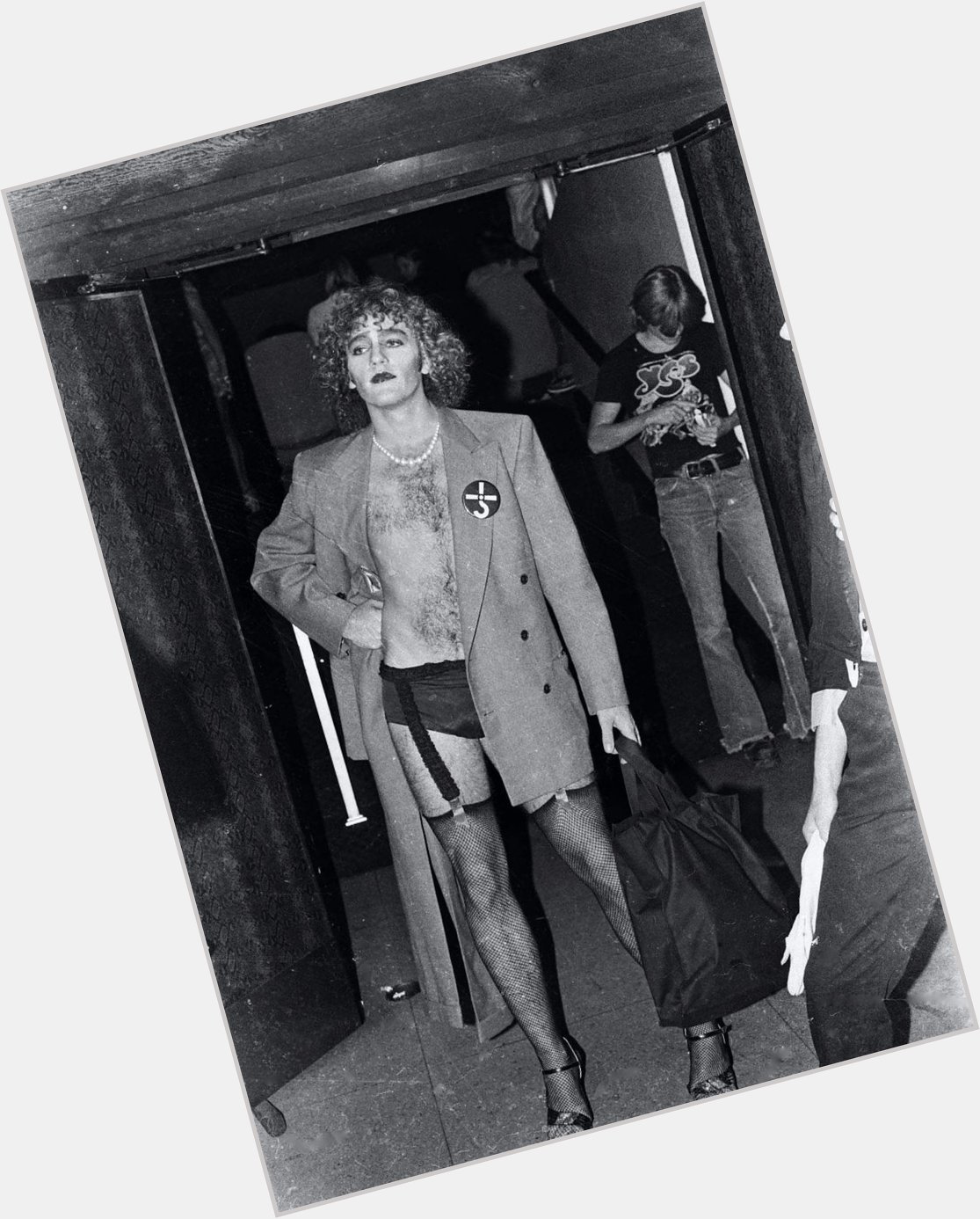 Michael Stipe in 1978 before a Rocky Horror show. Happy 61st birthday! (that s a Blue Oyster Cult pin on the coat). 