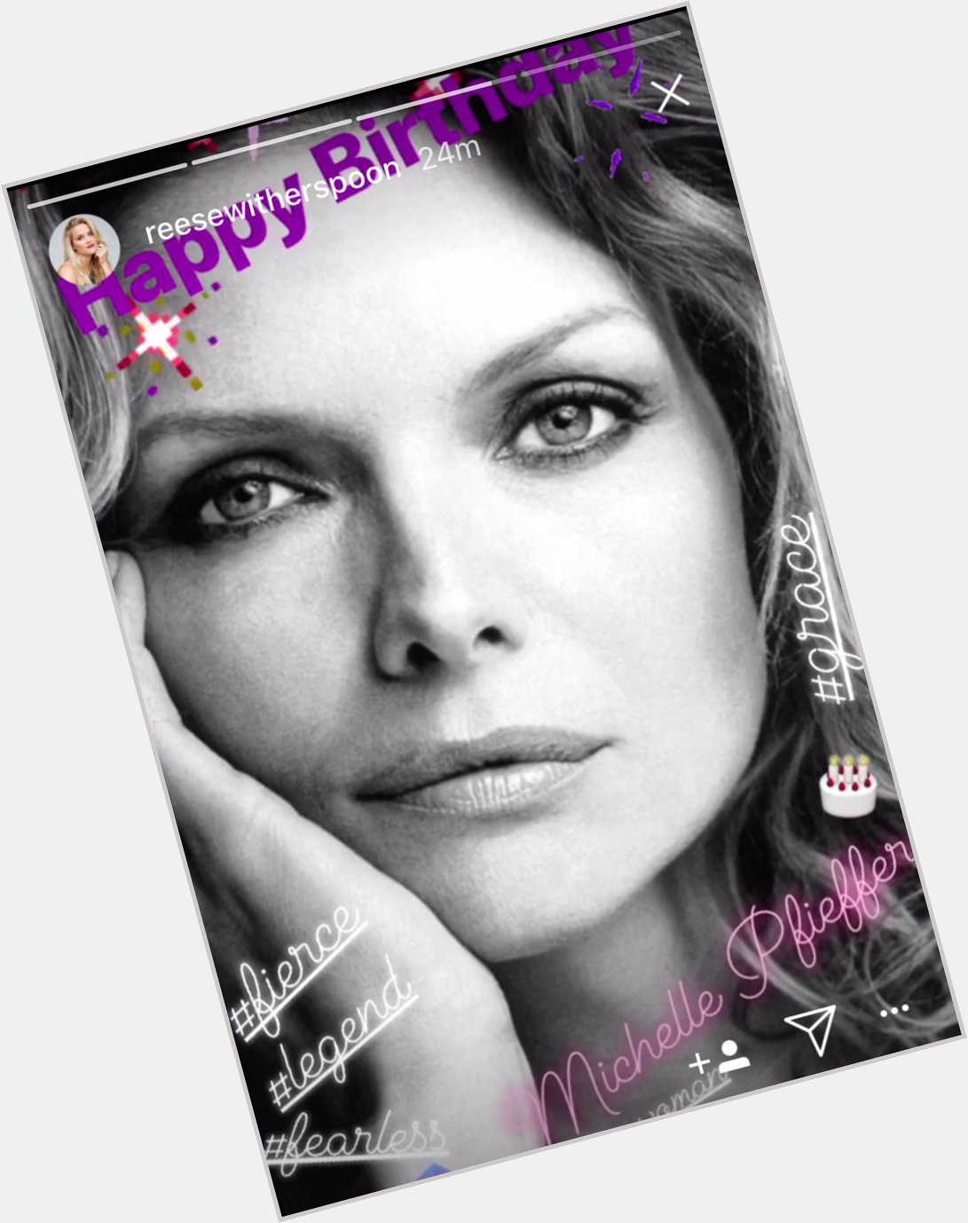 Reese Witherspoon wishing Michelle Pfeiffer a happy birthday on Instagram 