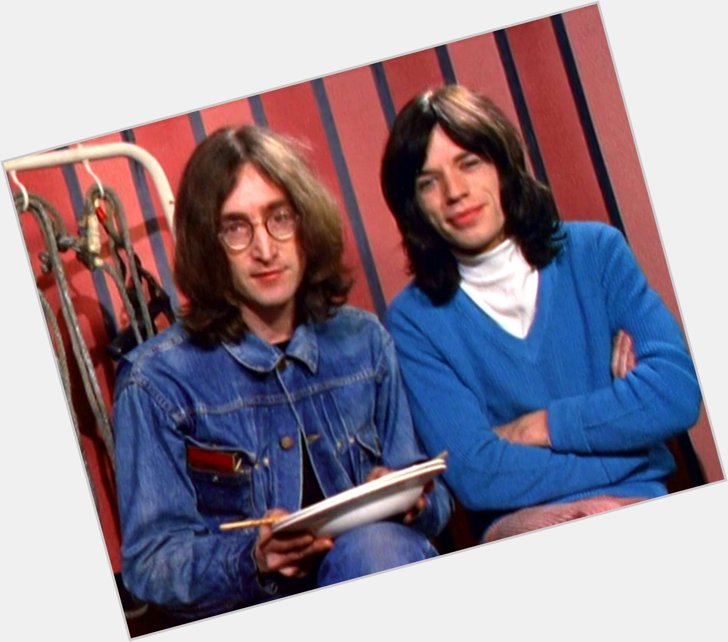 John Lennon and Mick Jagger .
Rock n Roll Circus 
Happy Birthday Mick ! 