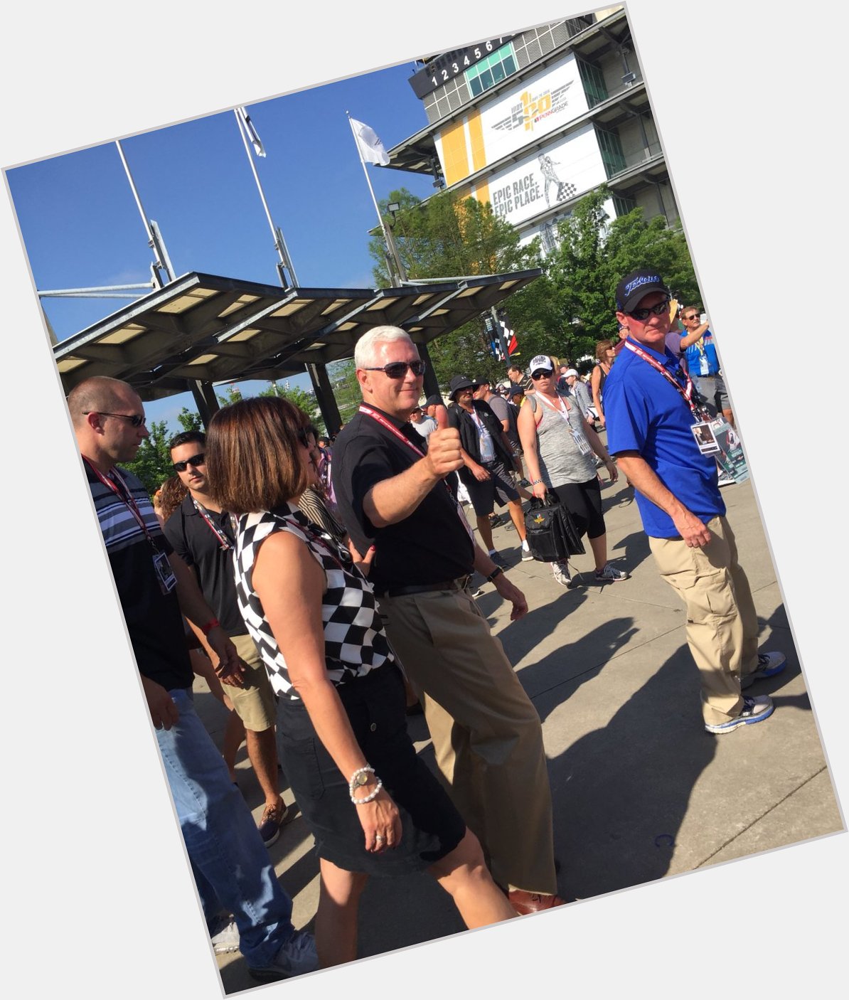 Happy Birthday Mike Pence! Here is a photo I took of him and at the 100th Indy 500. 