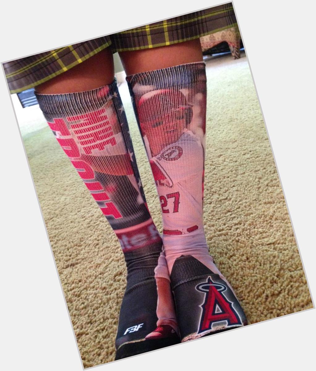  Happy 9th Birthday to a great son. Looking good in his new Mike Trout socks. 