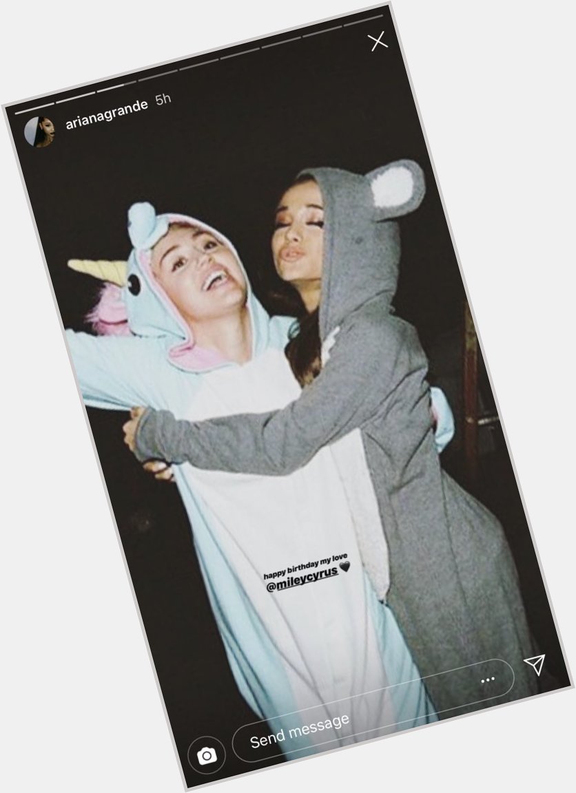 Ariana Grande wishes Miley Cyrus a happy 26th birthday on Instagram. 