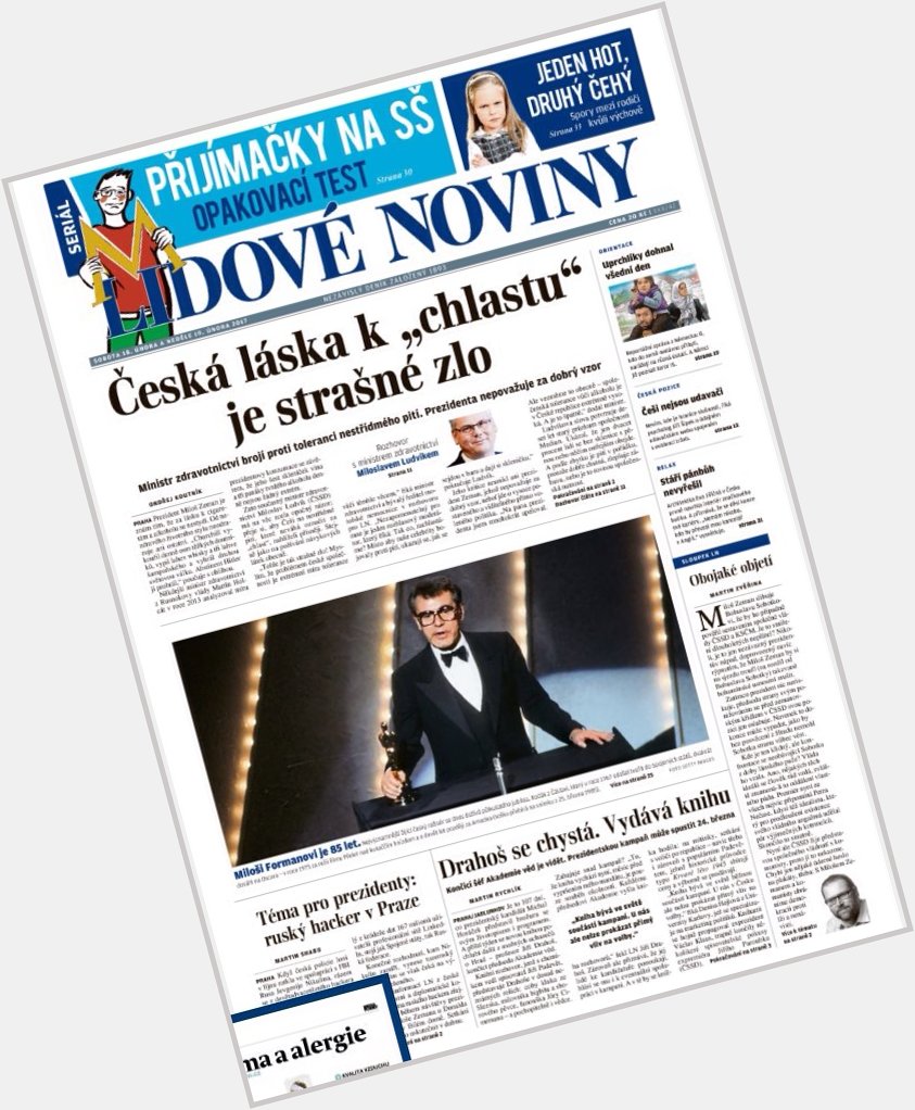 Today\s front page photo Happy Birthday Milos Forman! 