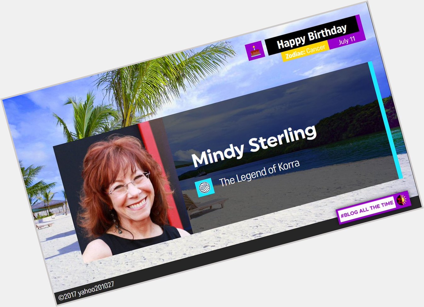 Happy Birthday to the Voice of Lin Beifong, Mindy Sterling.   