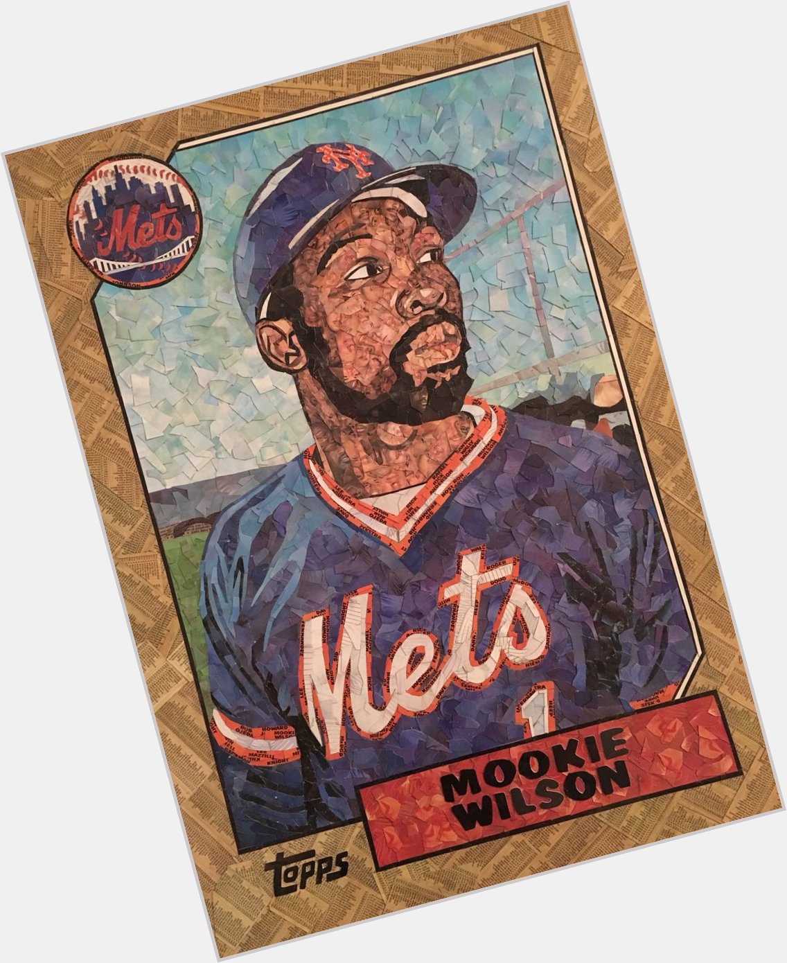 Happy 62nd Birthday to Mookie Wilson! Here s his 1987 Topps - made from cut 1987 Topps commons. 20 x28 ; SOLD. 