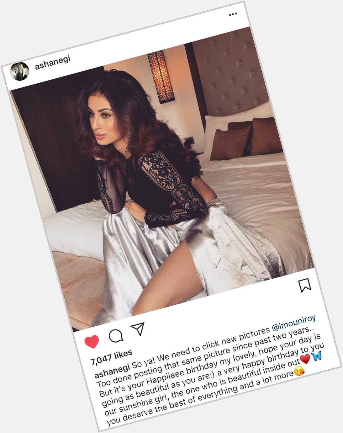  Instagram post wishing Happy Birthday to Mouni Roy. 