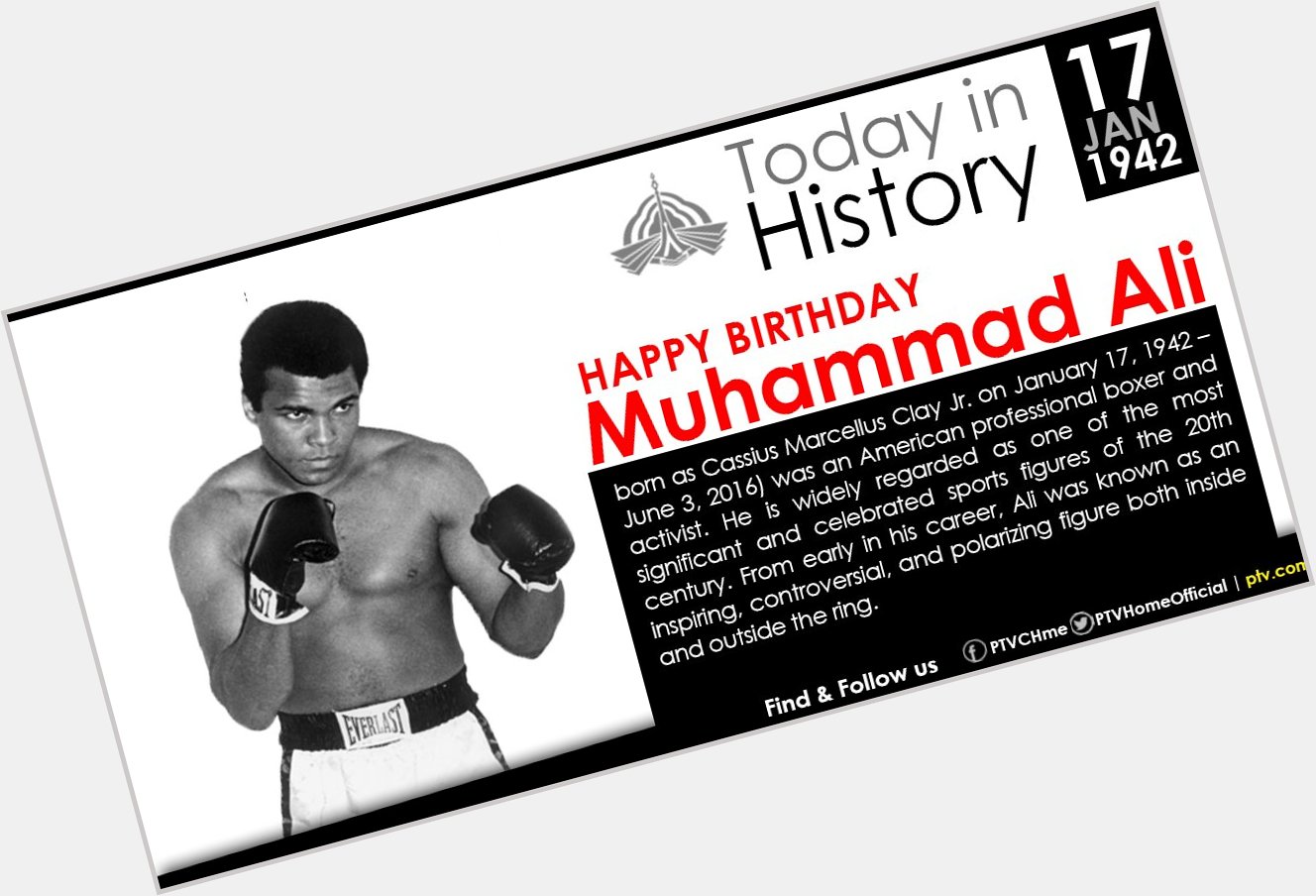 Celebrating a great boxer, social activist and role model
Happy Birthday Muhammad Ali   
