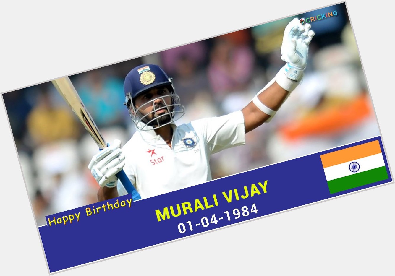Happy Birthday Murali Vijay. The Indian cricket turns 33 today. 