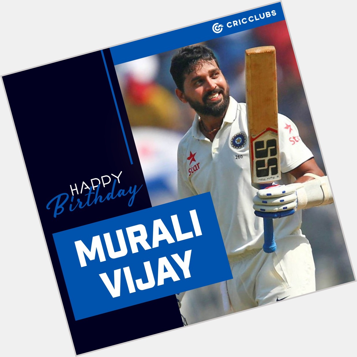 Here\s wishing the former Indian batsman \Murali Vijay\ a very Happy Birthday 