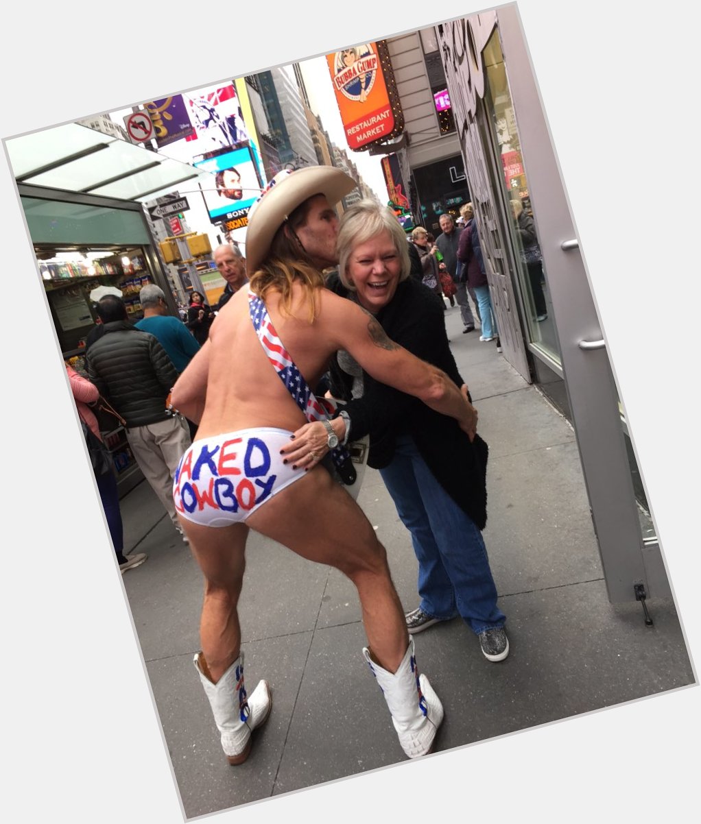 Happy birthday kiss from the Naked Cowboy in Times Square!! 