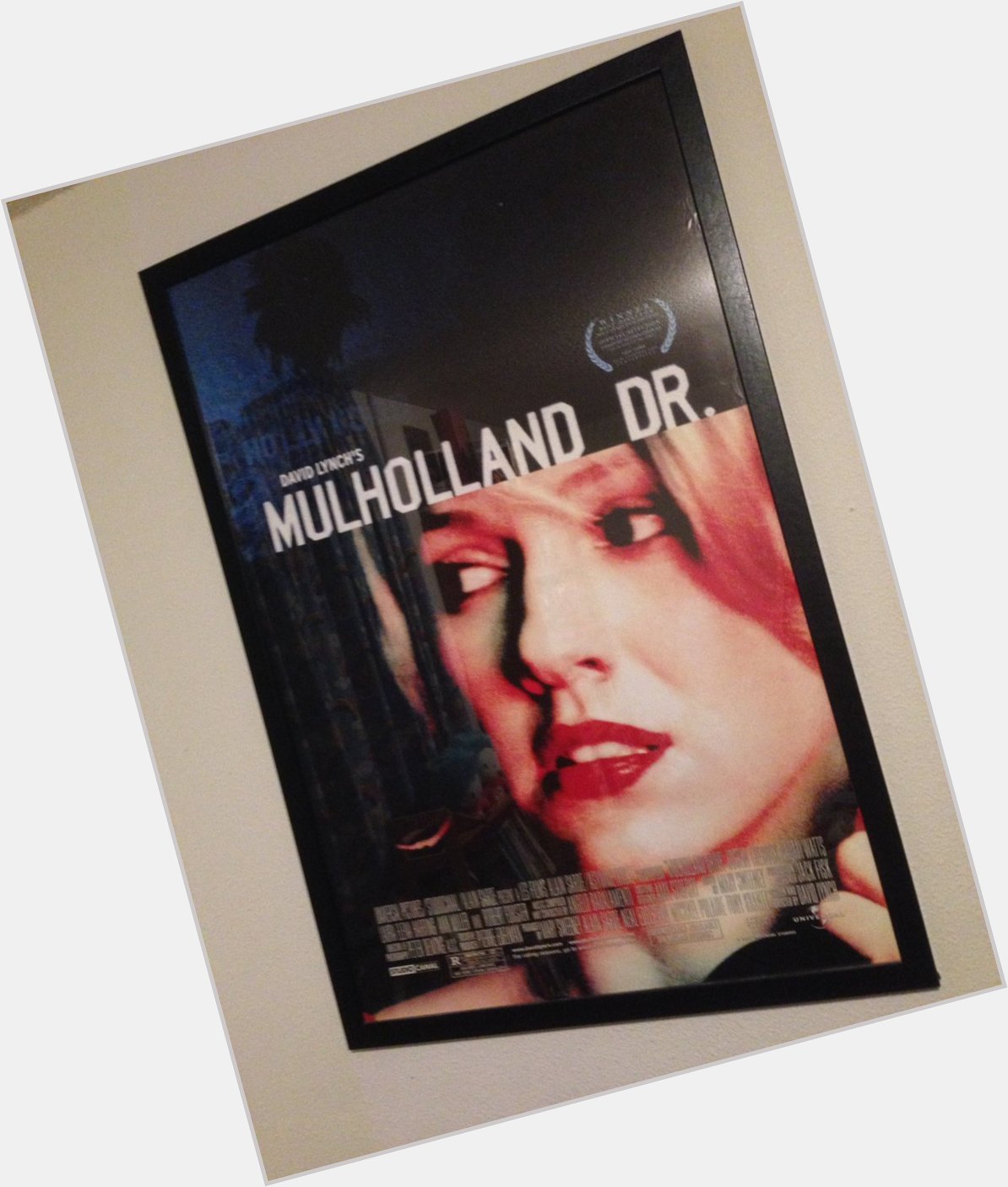 Happy birthday to my Dad and Naomi Watts!! My framed Mulholland Drive one sheet... 
