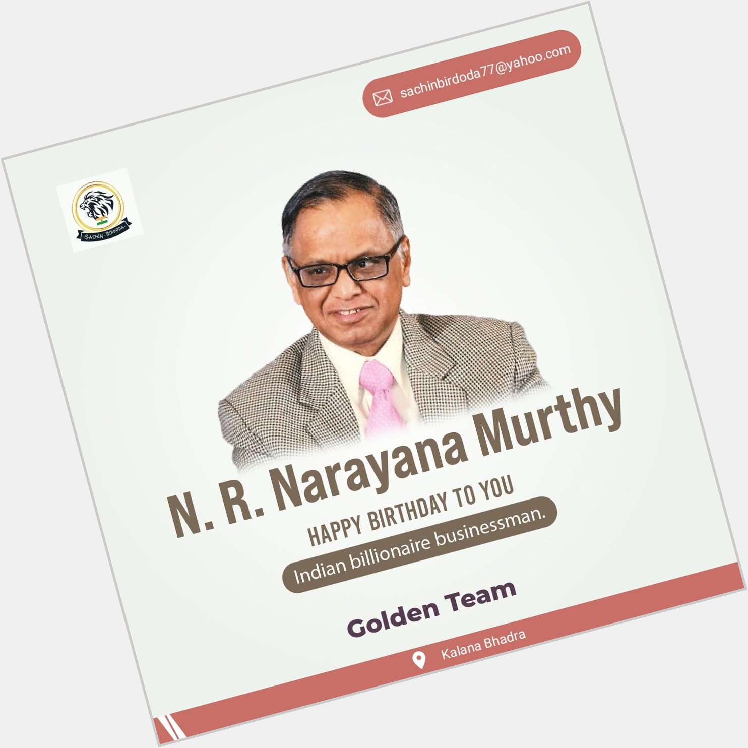 Happy birthday to N.R. Narayana Murthy Sir. 