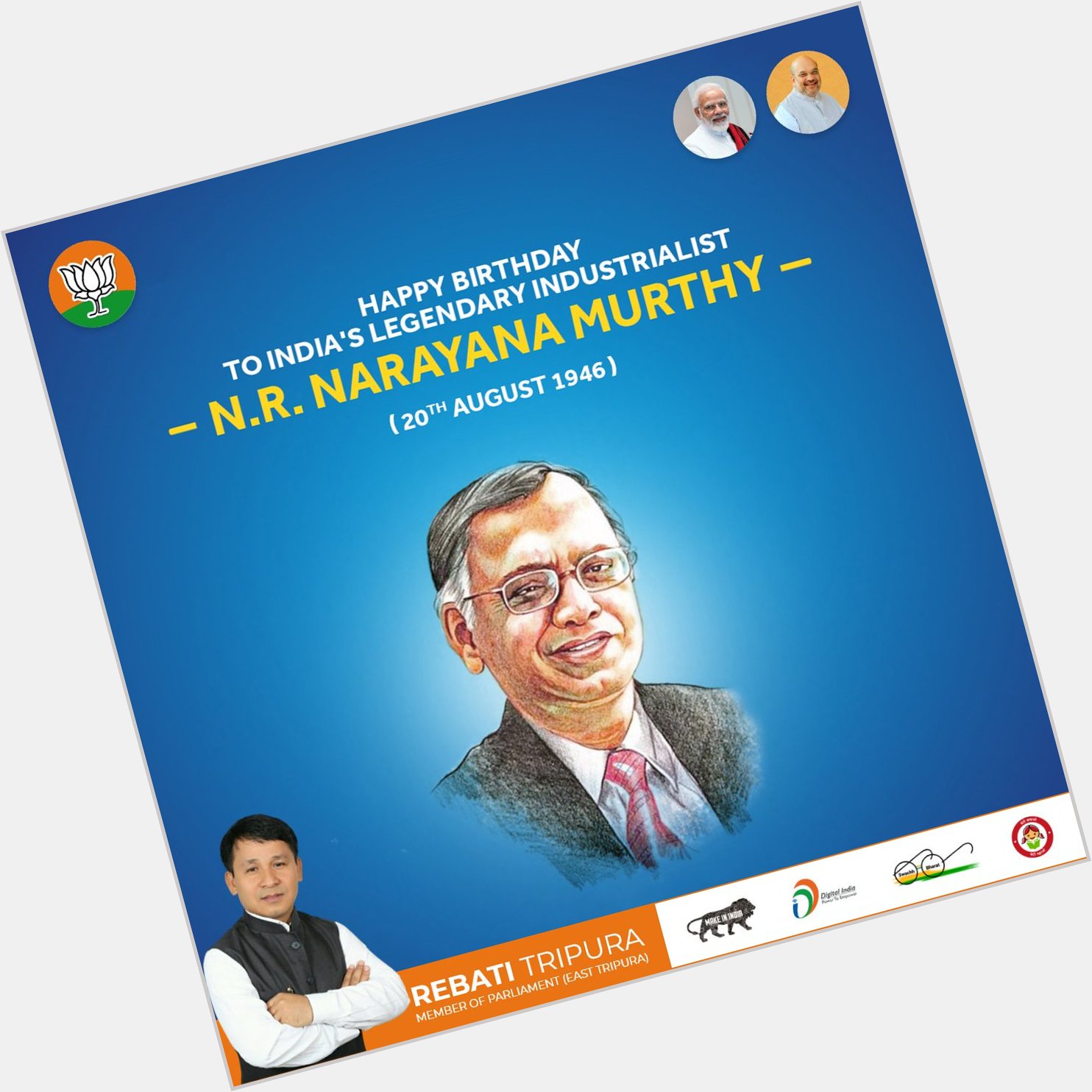 Happy Birthday to India\s legendary industrialist,founder of Infosys, Shri N.R. Narayana Murthy 