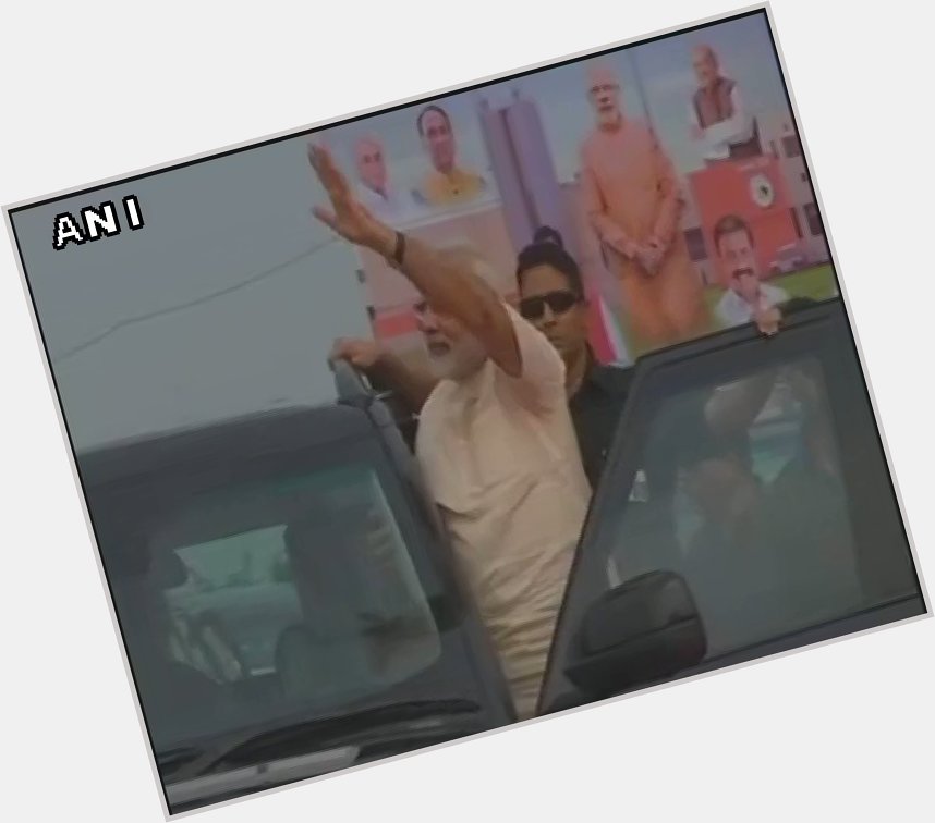  Prime Minister Narendra Modi waves as crowd in Amreli wishes him Happy Birthday 