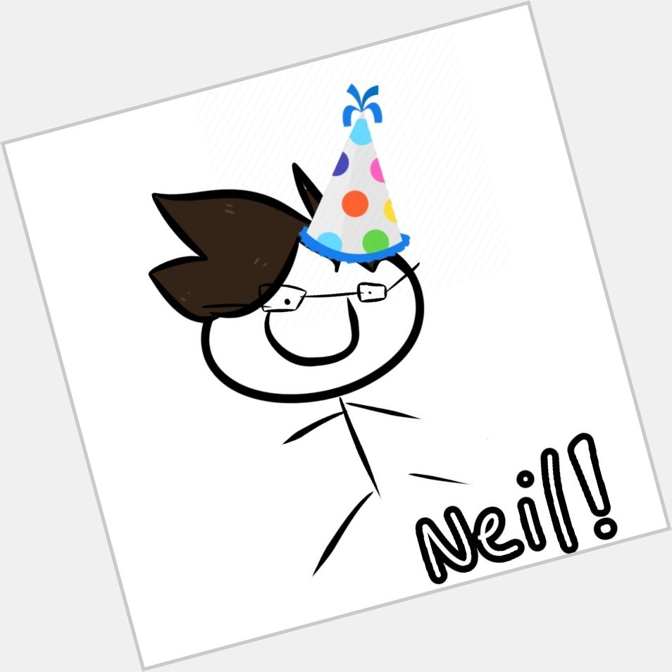 Happy birthday have an amazing drawing that took 6 mins of neil cicierega in a bday hat 