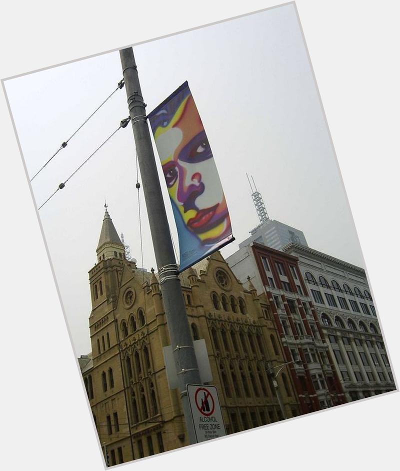 Banner in Melbourne of Howard Arkleys
1999 portrait of Nick Cave

Happy Birthday to  