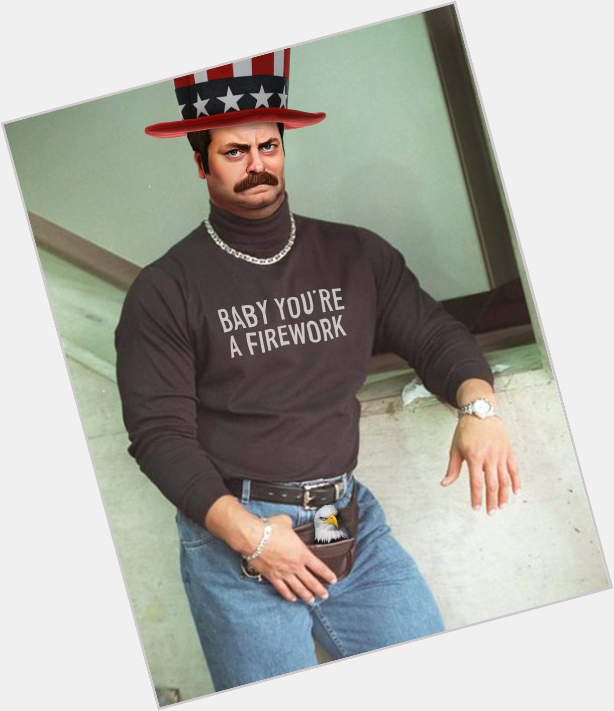 Happy birthday America here is a Rock Swanson I made for you  