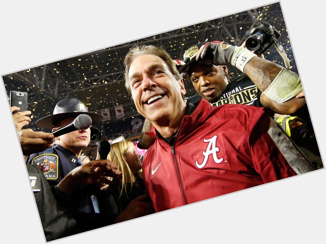 A very happy birthday to are coach Nick Saban! 66 never looked so good. Roll damn tide 